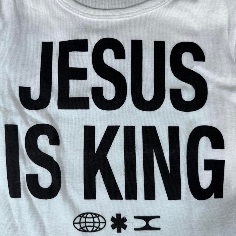 Fashion Nova Jesus Is King Graphic Tee White Cotton Short Sleeve Small Petite
